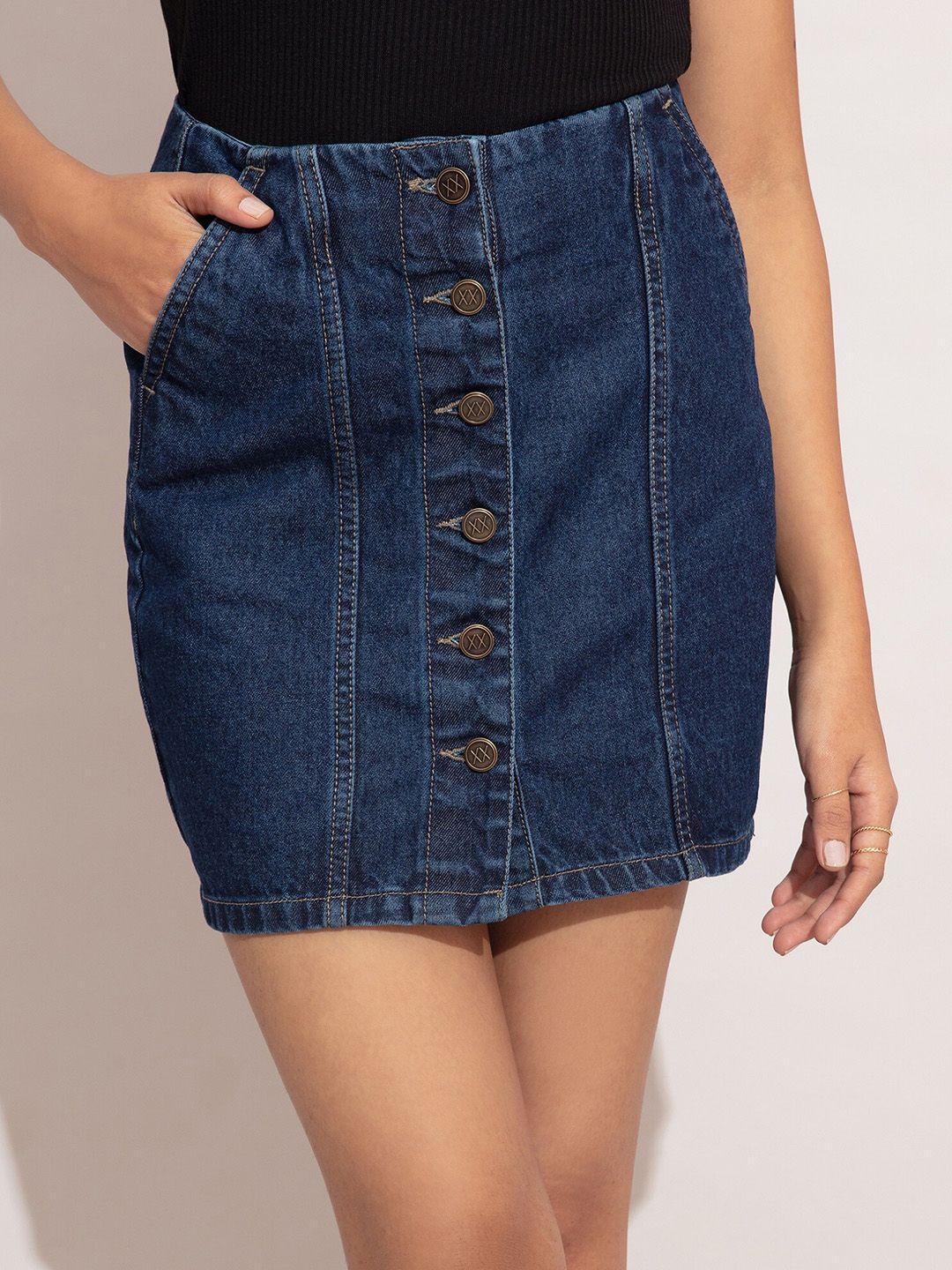 20dresses women navy blue short denim skirt