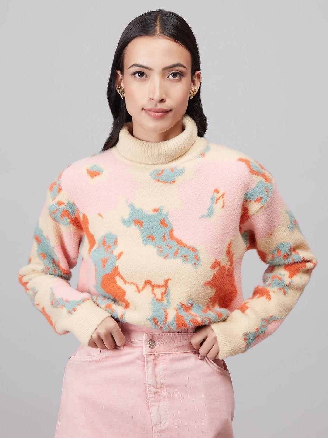 20dresses women peach-coloured & orange floral printed pullover