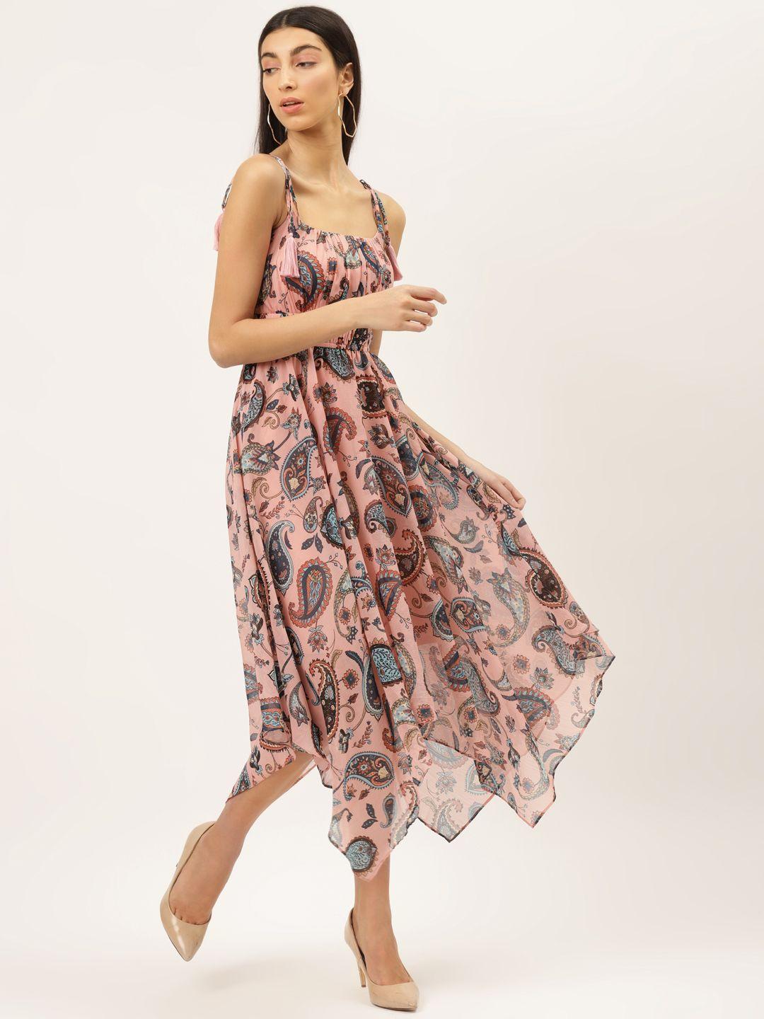 20dresses women pink printed asymmetric fit & flare dress