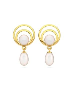 22 kt yellow gold pearl drop earrings