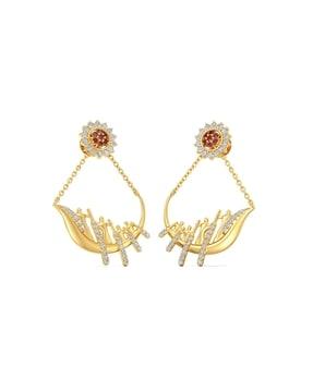 22 kt yellow gold stone-studded drop earrings