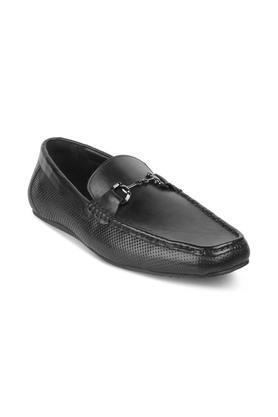 221-otter synthetic leather slipon men's loafer shoes - black