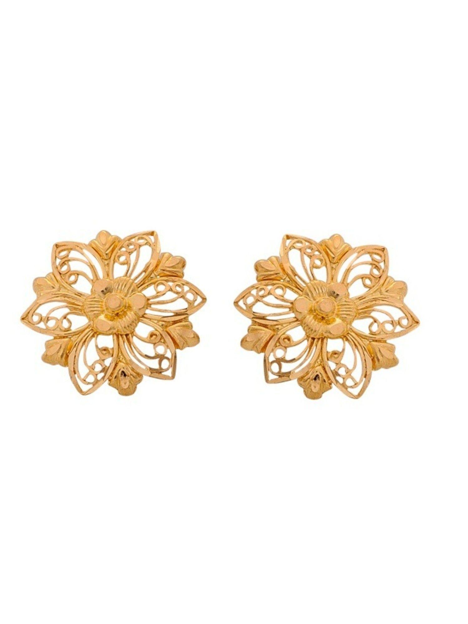 22k yellow gold blooming filigree floral studs