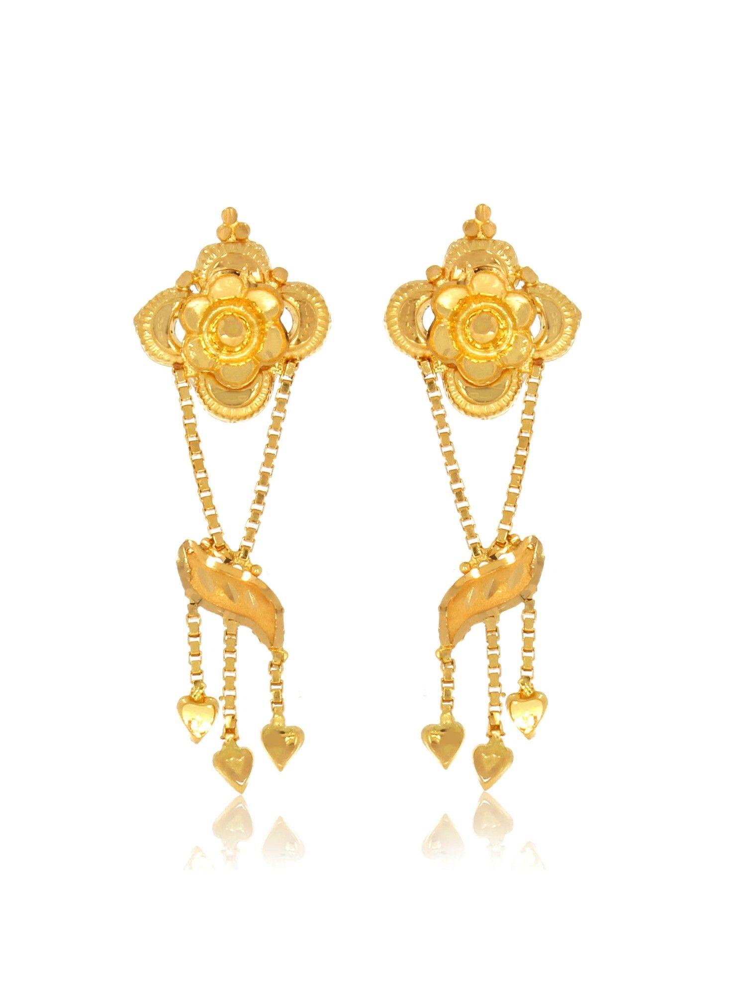 22k yellow gold flower knot earrings