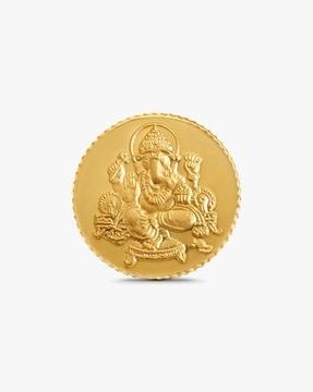 24 kt (999) 5 gm yellow gold lord ganesh coin