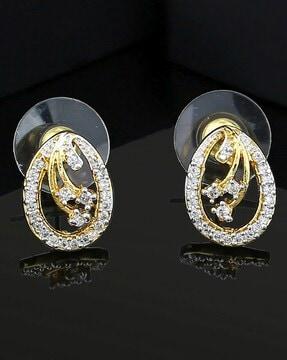 24 kt gold & silver plated american diamond eagle stud earrings