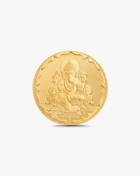 24 kt (999) 10 gm yellow gold lord ganesh coin