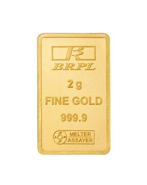 24kt (999.9) 2g yellow gold bar