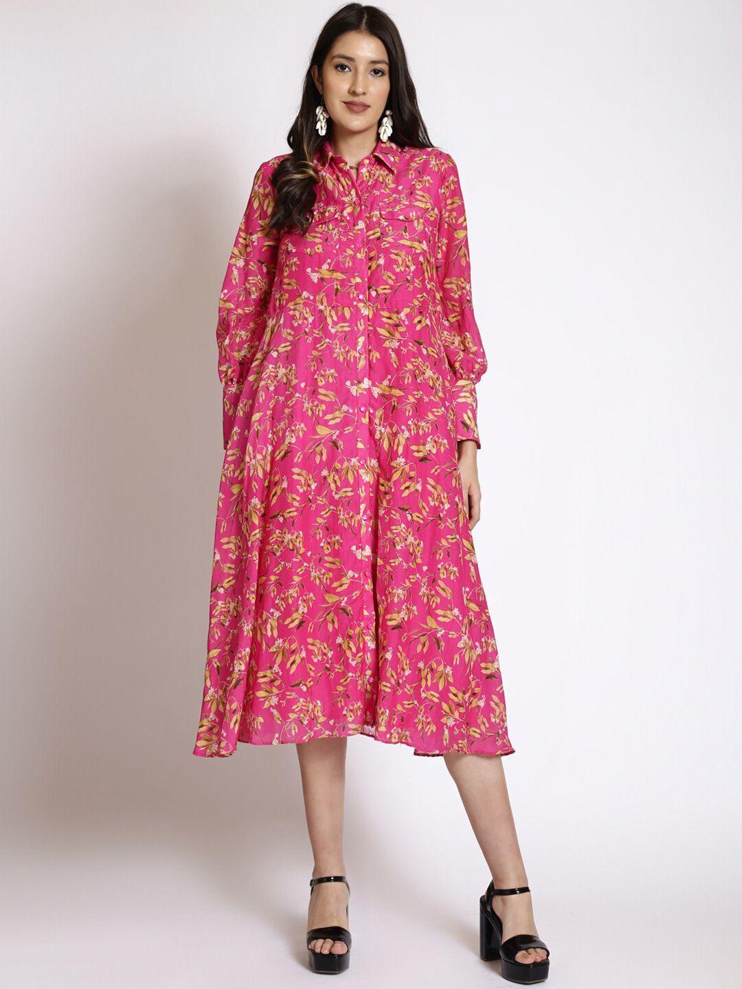 250 designs floral print georgette shirt midi dress