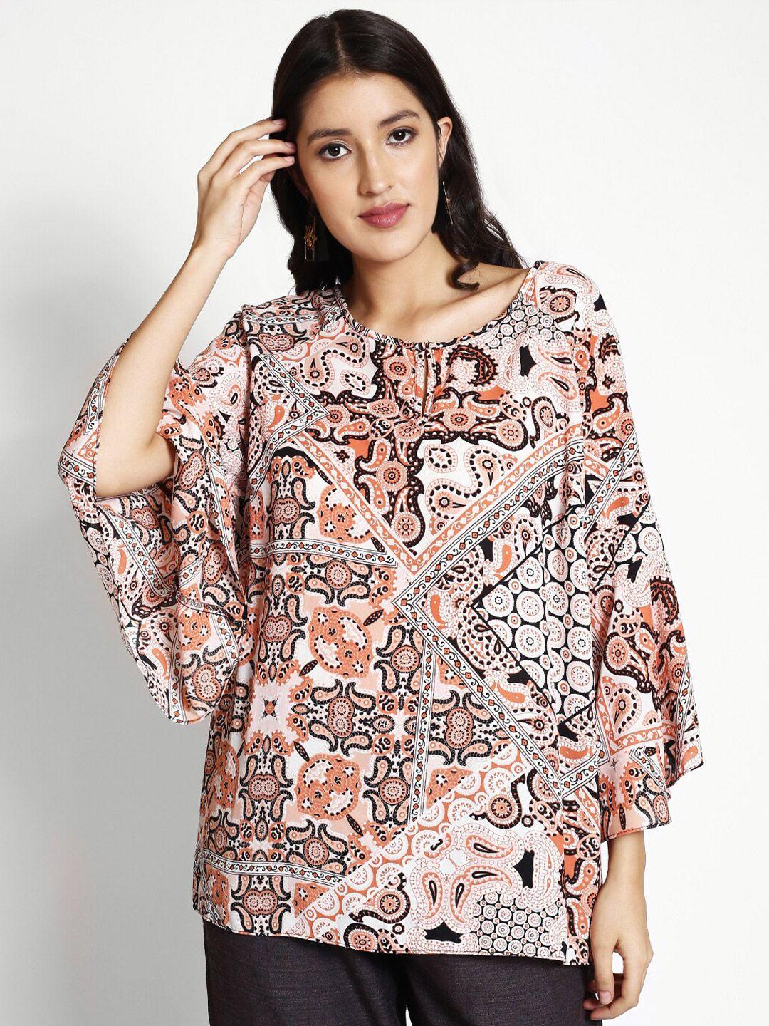 250 designs paisley printed flared sleeves regular top