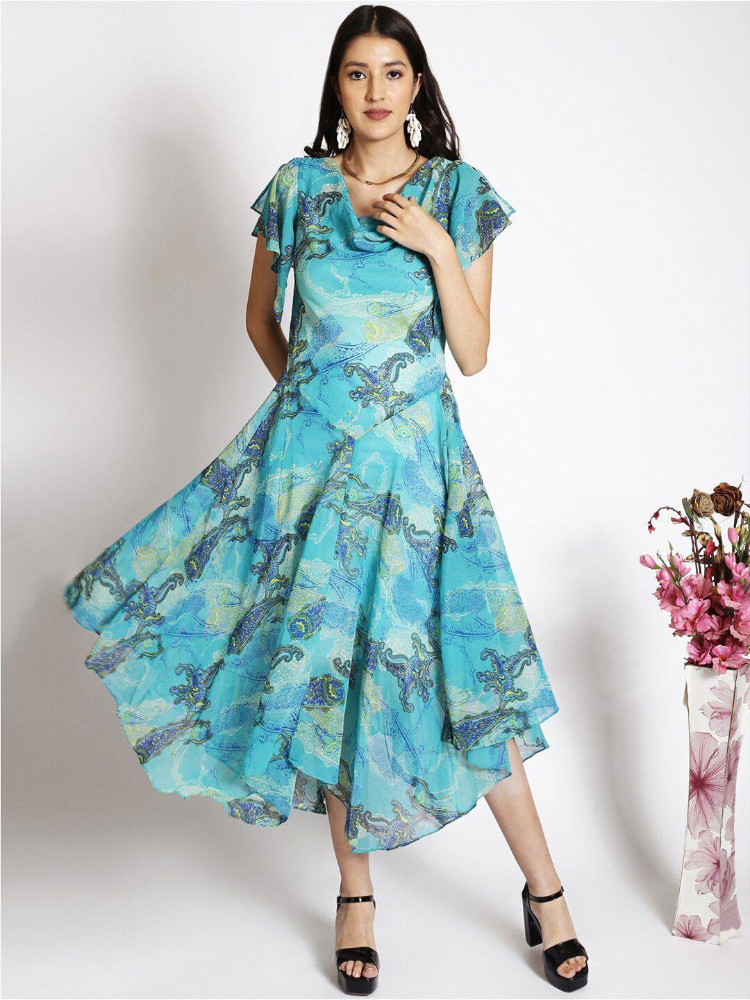 250 designs print flutter sleeve georgette maxi dress