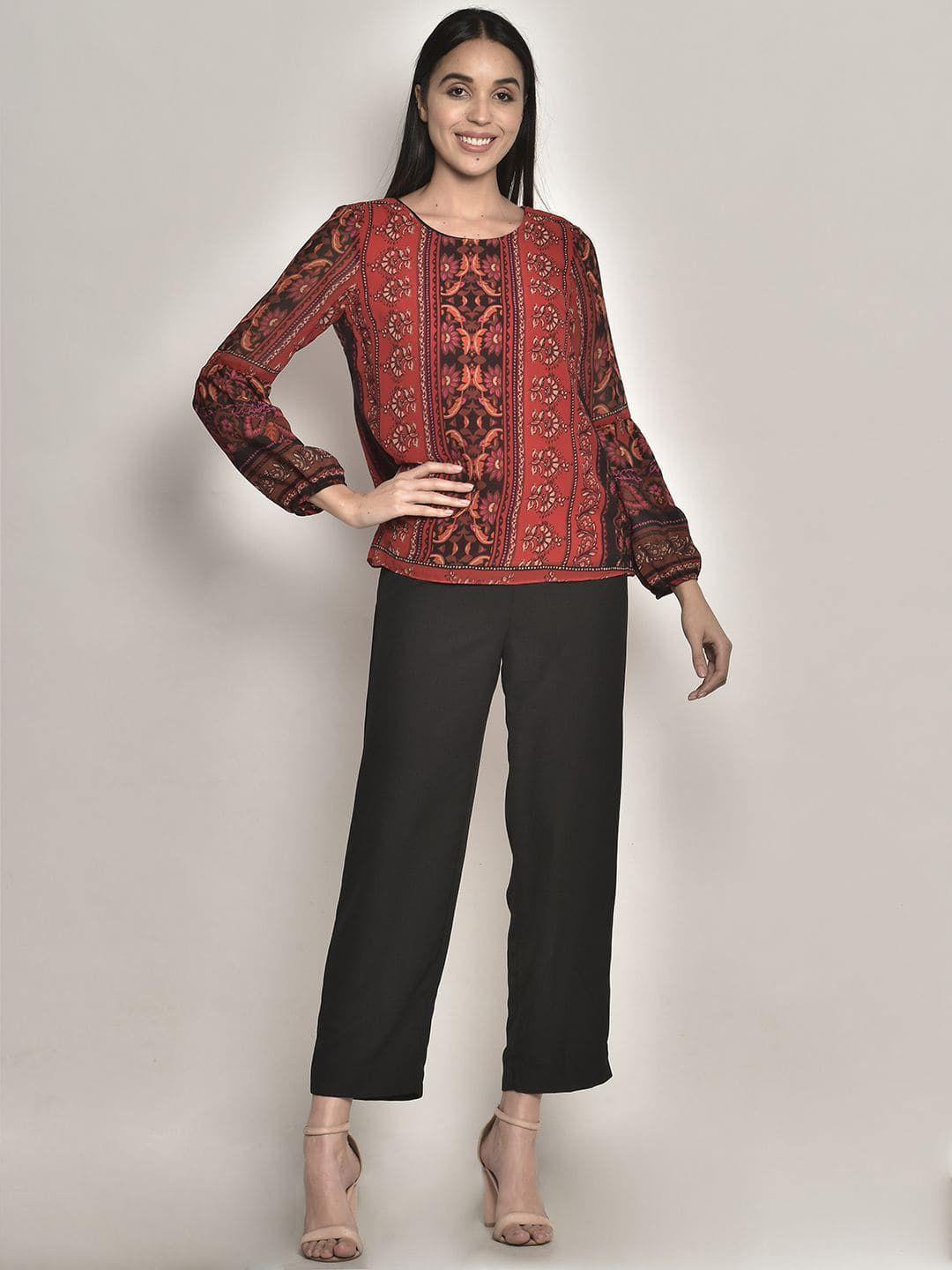 250 designs red print georgette top