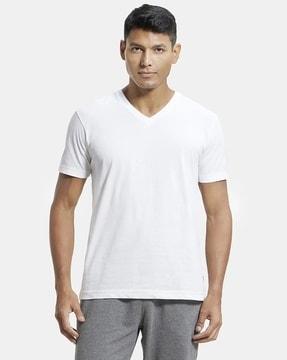 2726 super combed cotton rich v-neck half sleeve t-shirt