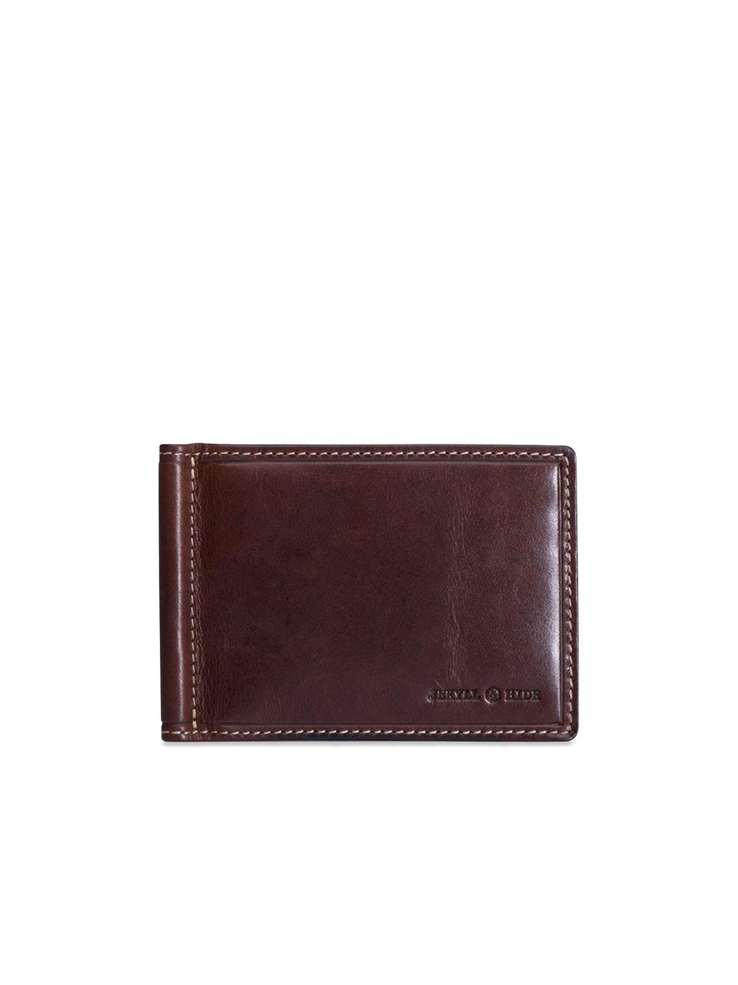 2792oxco oxford leather money clip wallet - coffee