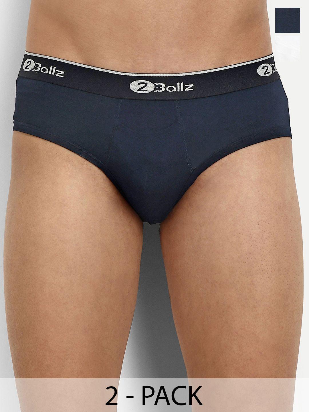 2ballz pack of 2 outer-elastic snug fit hipster briefs kbw-2-2bb