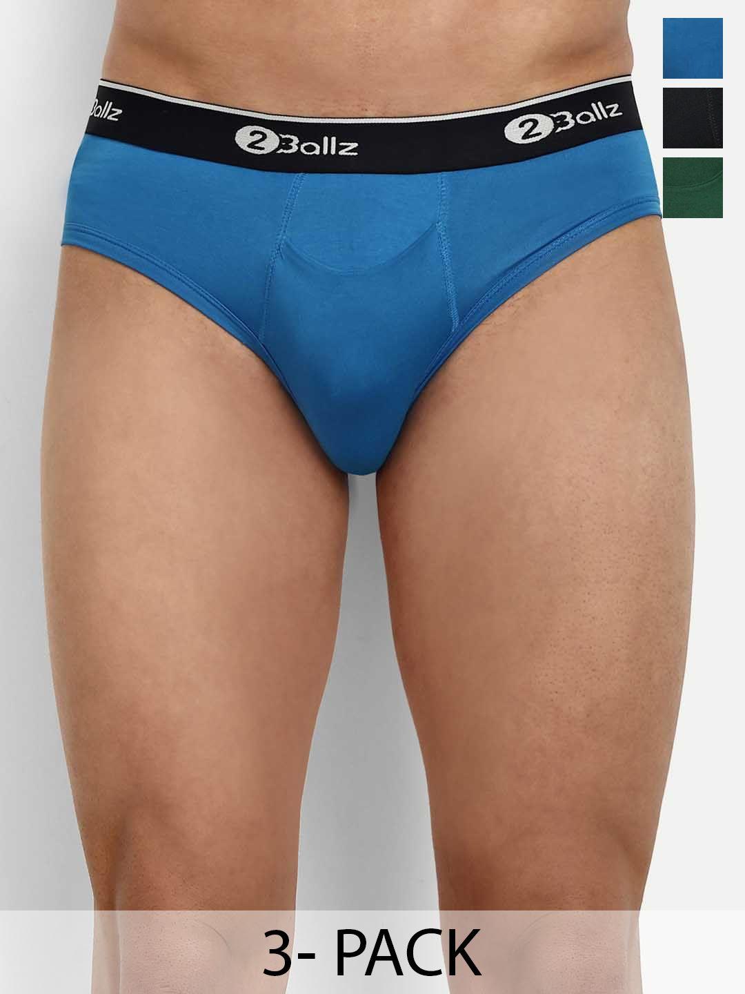 2ballz pack of 3 brand logo details hipster briefs bgbrod-3-2bb