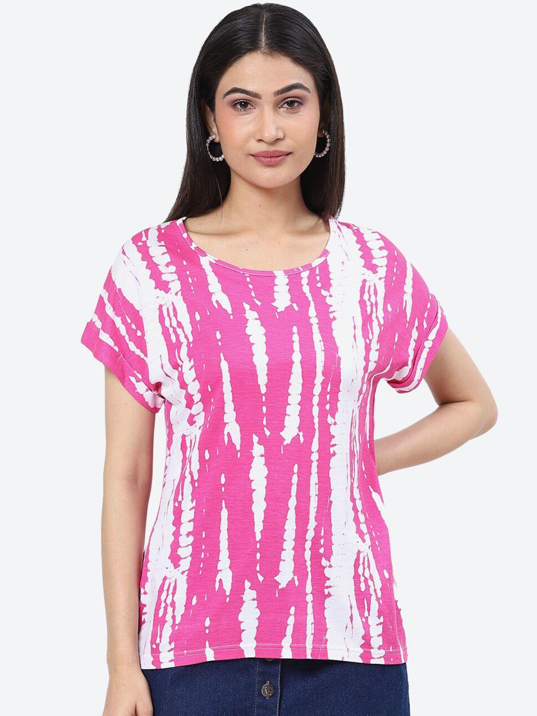 2bme abstract printed extended sleeves cotton t-shirt
