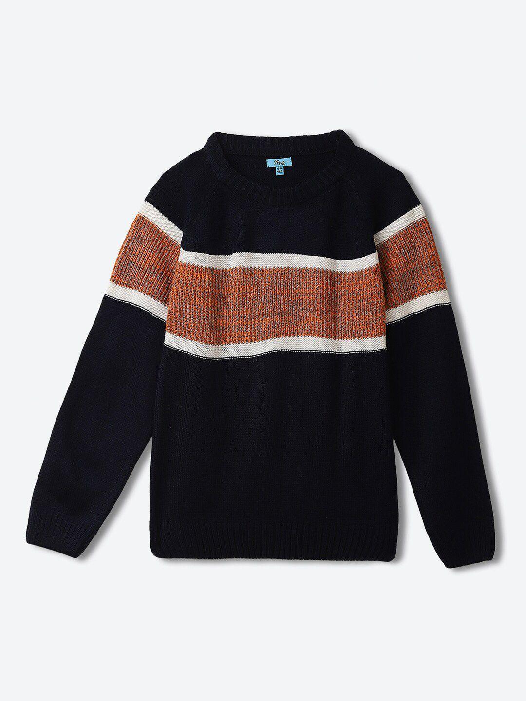 2bme boys colourblocked round neck long sleeve acrylic pullover sweater