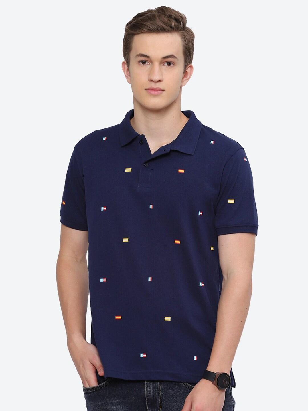 2bme conversational printed polo collar short sleeve cotton regular t-shirt