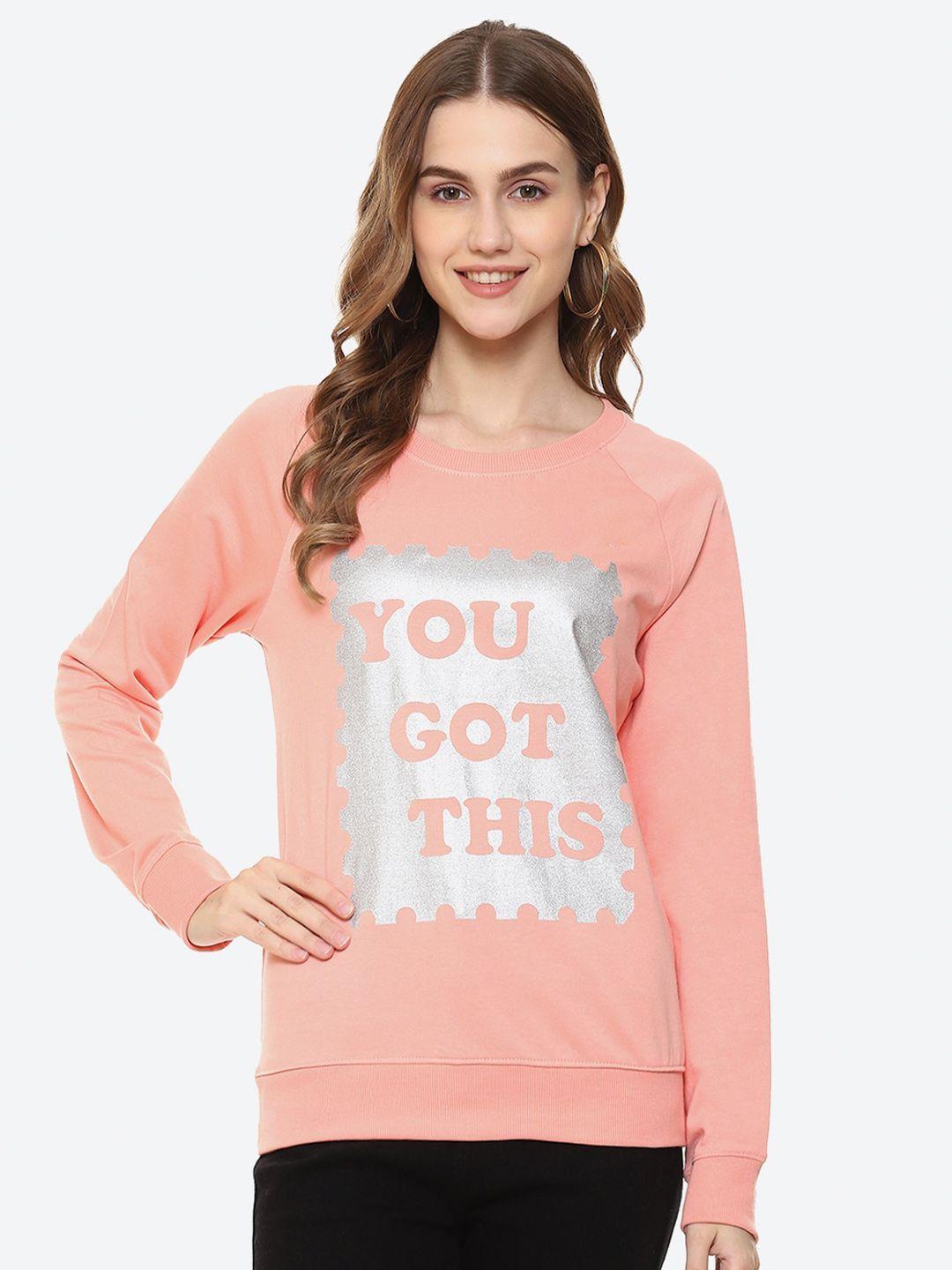 2bme typography printed cotton pullover sweatshirt