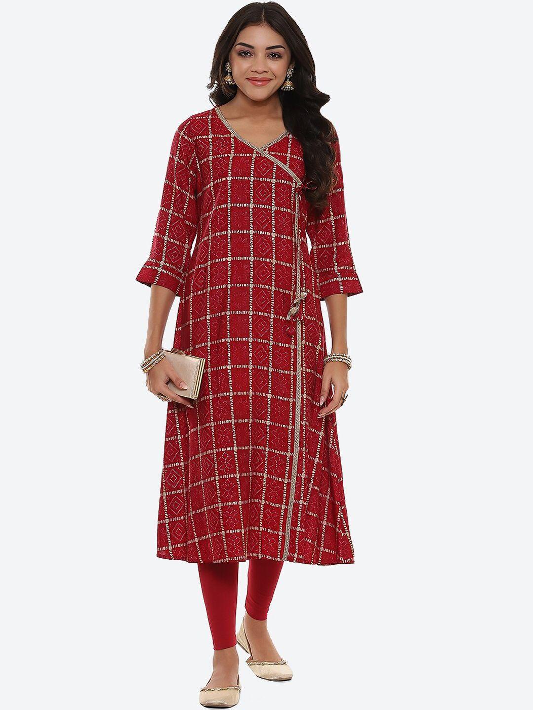 2bme bandhani printed v-neck gotta patti angrakha kurta