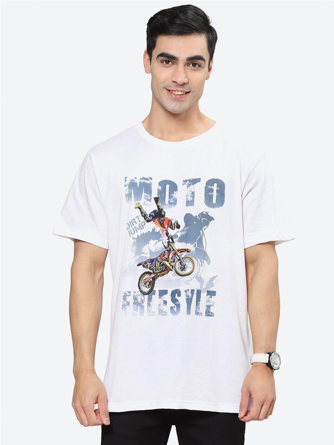 2bme biker printed round neck short sleeves pure cotton t-shirt