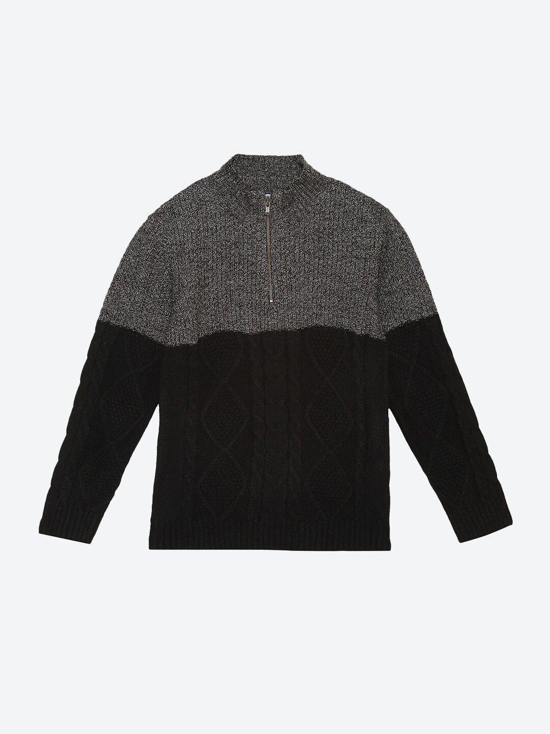 2bme boys cable knit self design half zipper acrylic pullover sweater