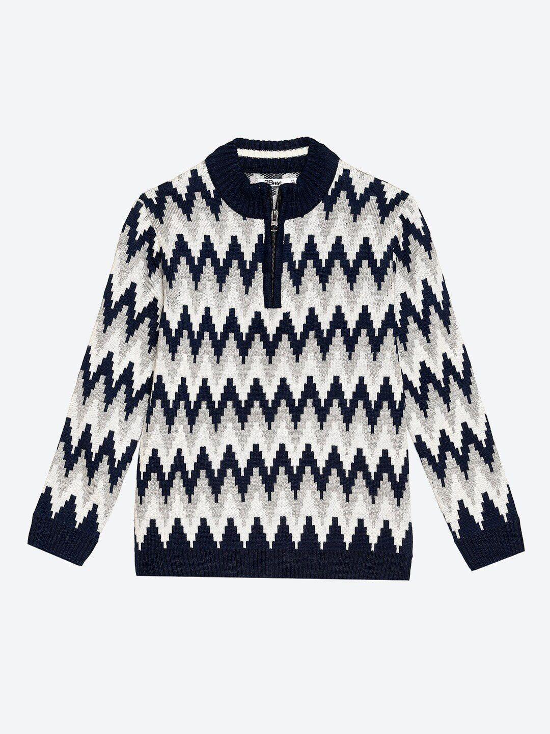 2bme boys chevron printed half zipper acrylic pullover sweater