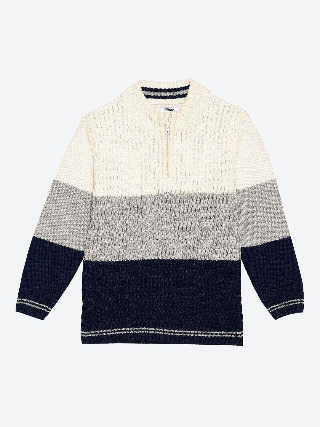 2bme boys colourblocked pullover mock collar acrylic pullover sweaters