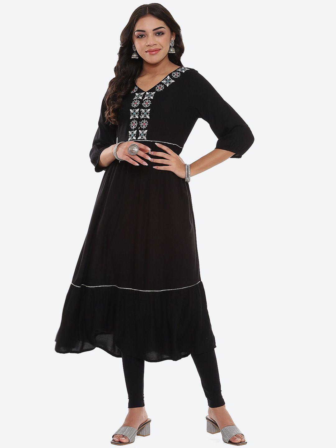 2bme ethnic motifs mirror work embroidered kurta