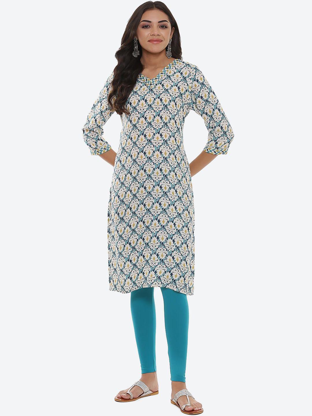 2bme ethnic motifs printed v-neck gotta patti straight kurta