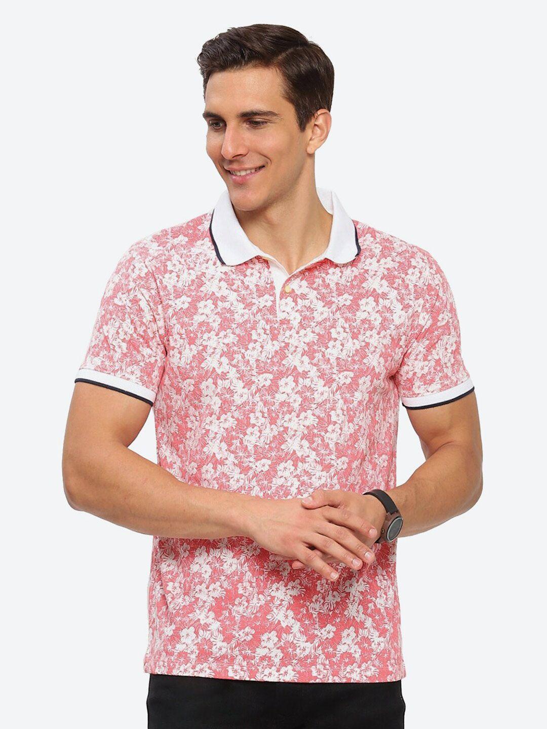 2bme floral printed polo collar short sleeve cotton regular t-shirt