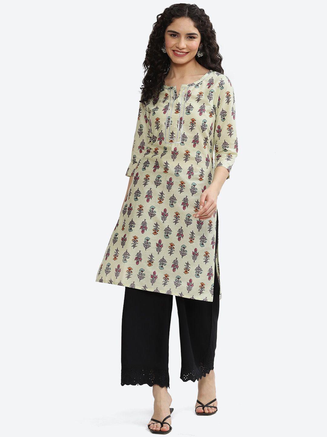 2bme floral printed round neck regular kurta