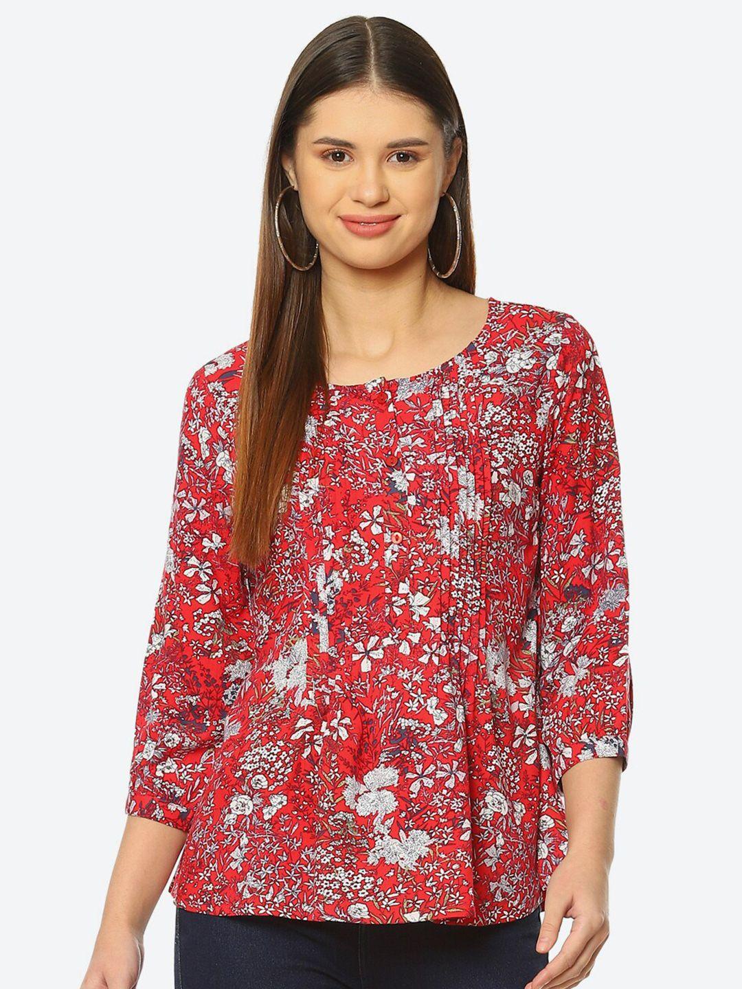 2bme red floral print top