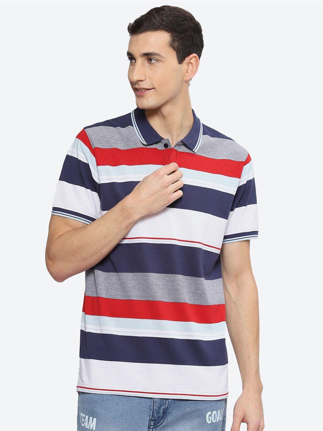 2bme striped polo collar cotton t-shirt