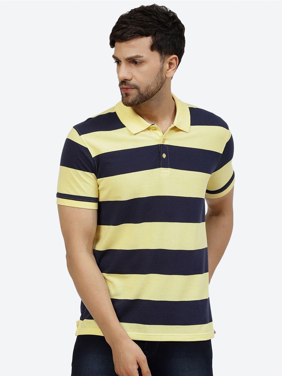 2bme striped polo collar cotton t-shirt