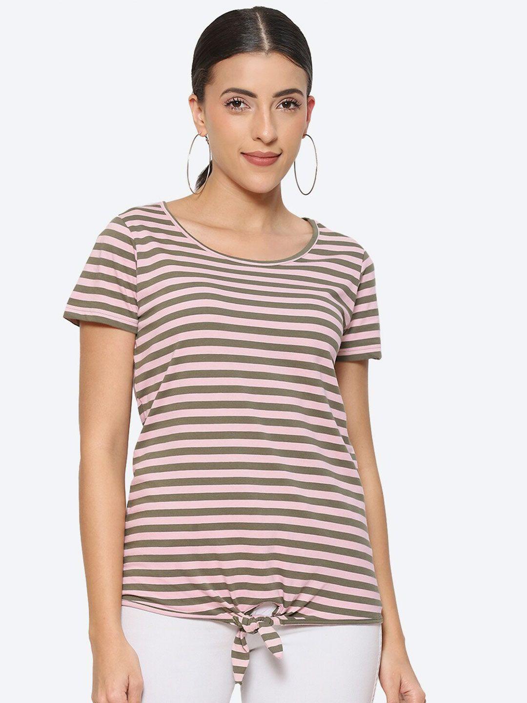 2bme striped round neck cotton t-shirt