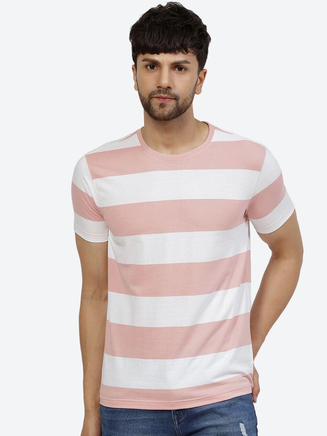 2bme striped round neck short sleeve pure cotton regular t-shirt