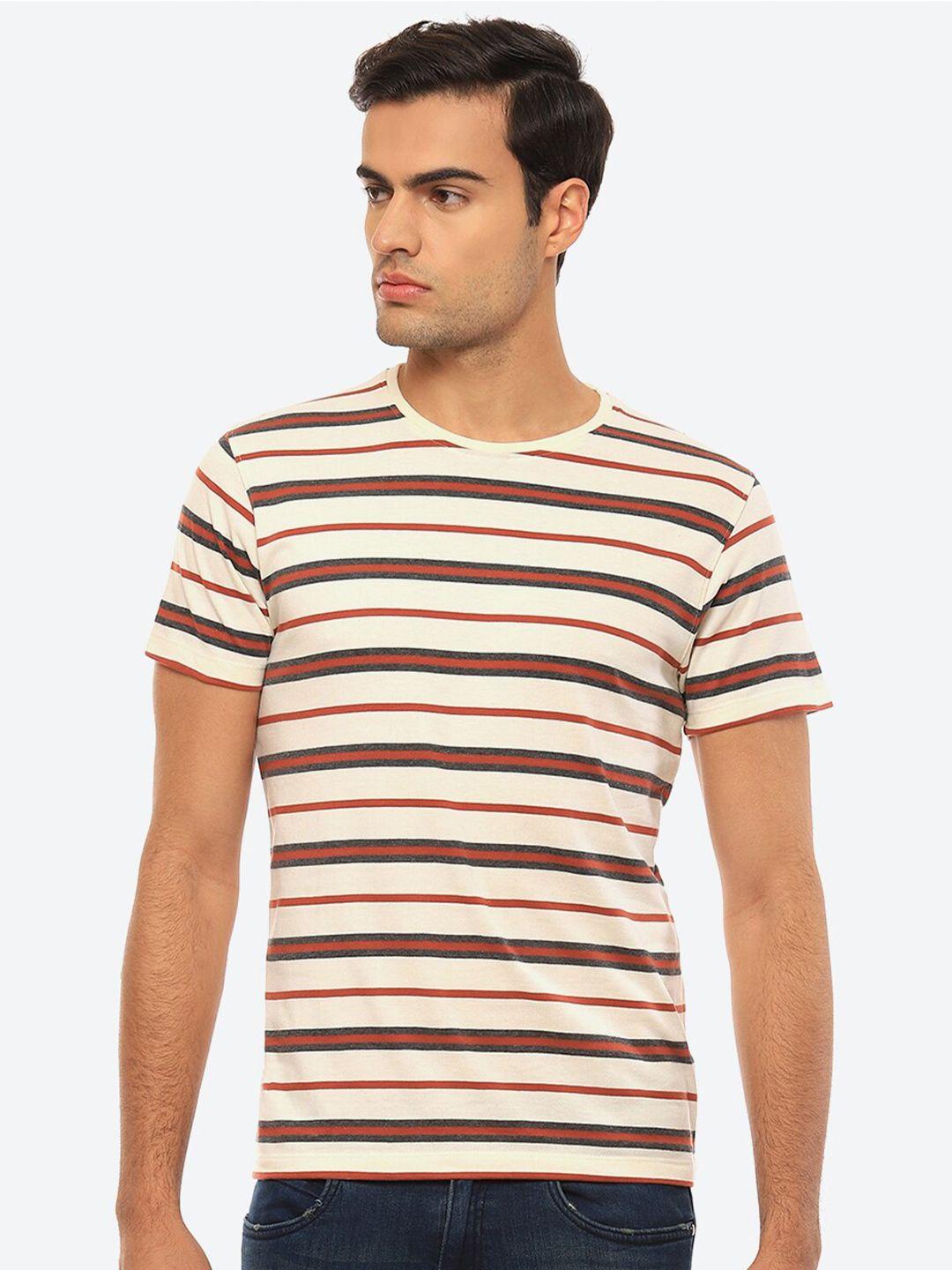 2bme striped round neck short sleeves pure cotton t-shirt