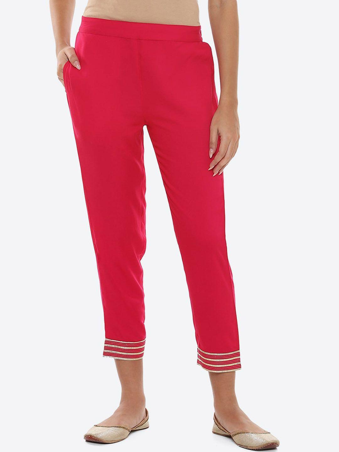 2bme women mid-rise cigarette trousers