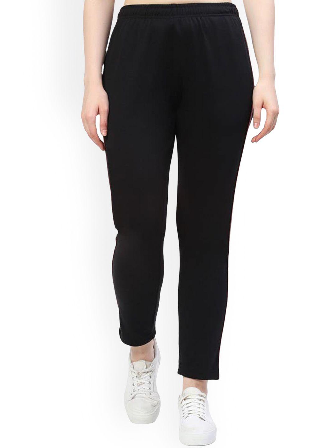 2bme women mid-rise track pants with side panel detail