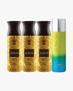 3 aurum femme for women & distraction for men & women deodorants combo