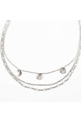 3 layered silver plated necklace with pendant for girls & women