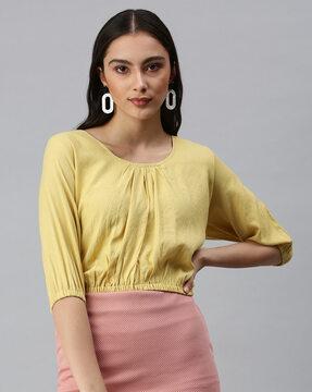 3/4th sleeve regular crop top