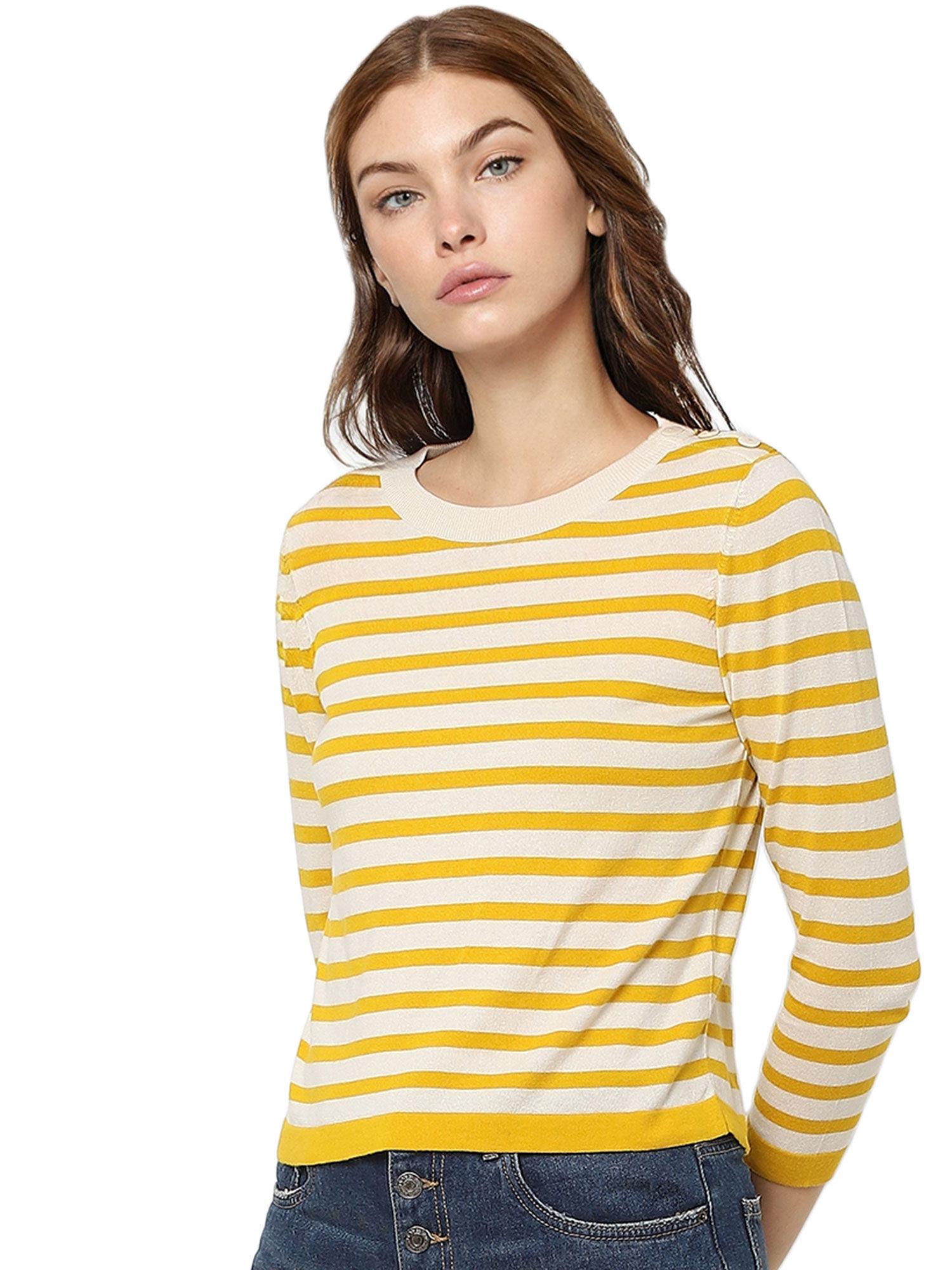 3/4th sleeve striped pullover