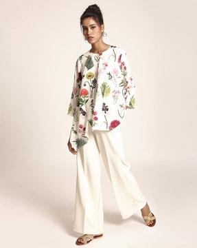 3/4th sleeves floral print tunic