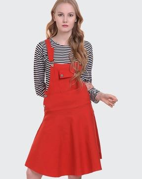 3/4th sleeves striped dungarees