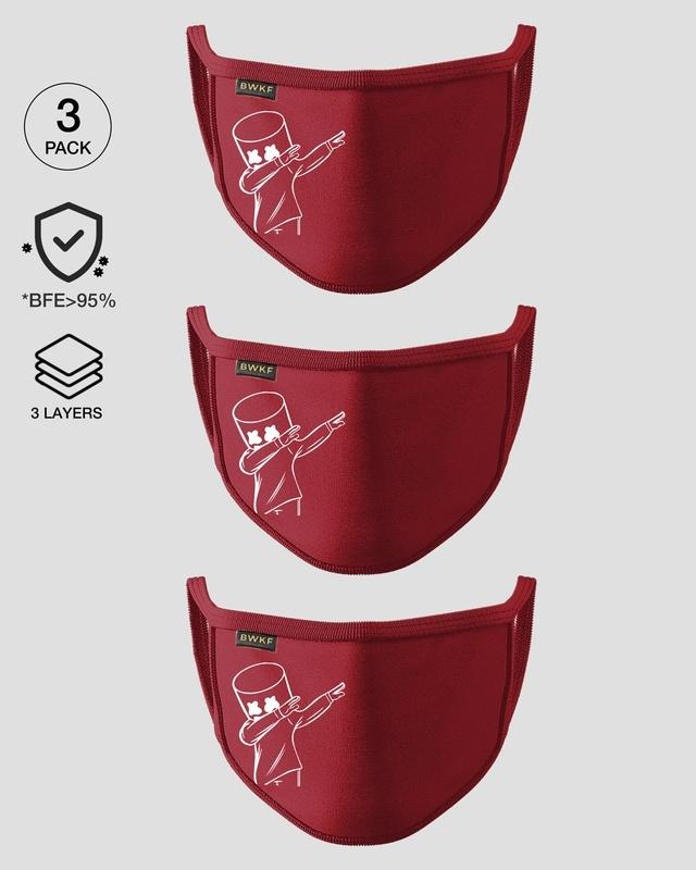 3-layer reusable printed life mask-pack of 3 (mello dabbing) red