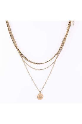 3 layered gold plated necklace with pendant for girls & women