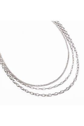 3 layered silver plated necklace for girls & women